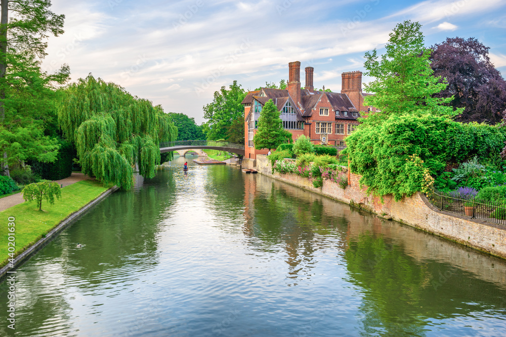 Cam river canal in Cambridge, England