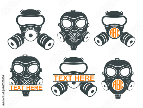 Gas Mask, Gas Mask Split And Circle Monogram, Gasmask Logo, Gas Mask Clipart, Gas Mask Vector