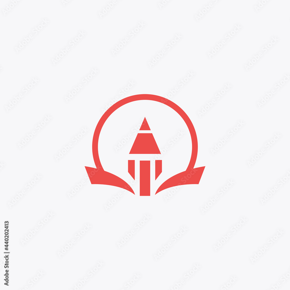 rocket pencil  logo icon vector design template