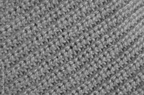 Closeup the Texture of Silver Gray Alpaca Knitted Wool Fabric in Diagonal Patterns