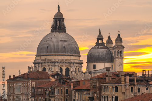 Obraz na płótnie Dome of Santa Maria della Salute cathedral at sunrise in Venice, Italy