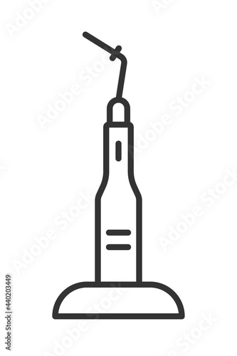 Dental Cordless Gutta Percha Obturation System linear icon. Endo Heated Pen Vertical Condensation. Root Canal Filling System. Vector illustration. Editable stroke