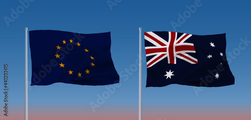EUとオーストラリアの旗