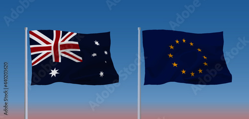 EUとオーストラリアの旗