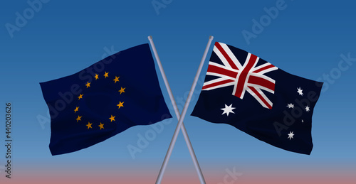 EUとオーストラリアの旗