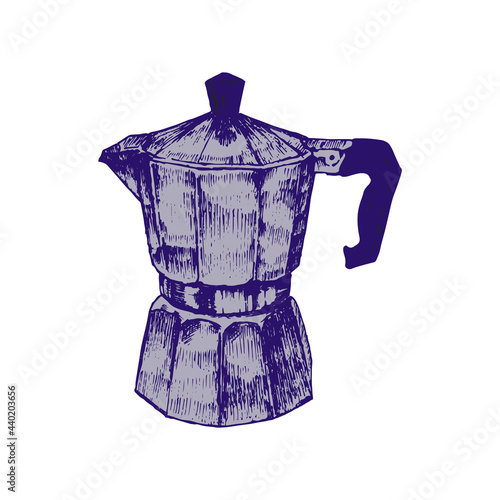 Hand drawn coffee maker, isolated on white, vector illustration