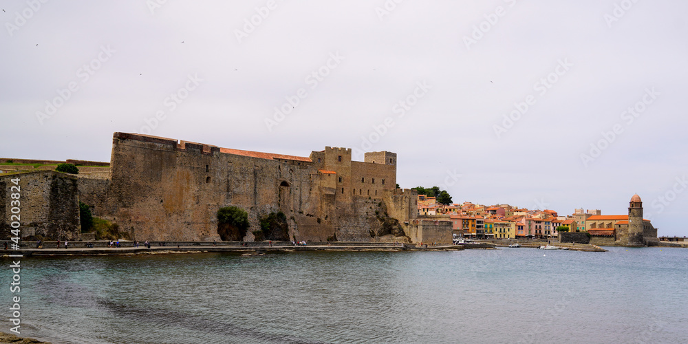 Collioure France panoramic view of the ramparts of medieval castle French