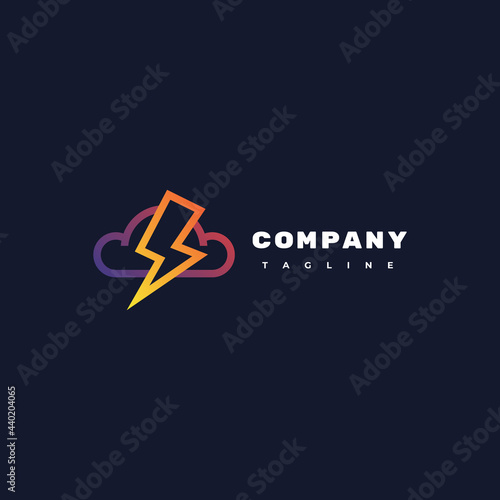 Thunder cloud logo, simple and unique logo design, suitable for companies that focus on creative, media and entertainment and others.