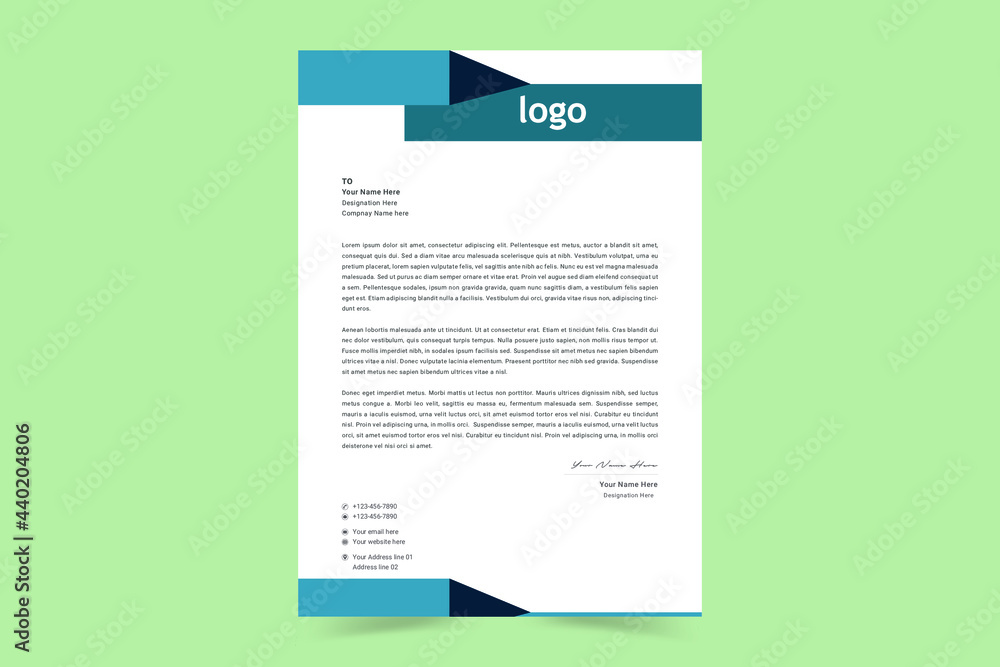 A4 Letterhead Template Vector Design. Corporate letterhead, modern letterhead, Professional, Minimalist, clean and abstract letterhead for you brand identity design. Vector illustration A4 Letterhead Template Vector Design. Corporate letterhead, modern letterhead, Professional, Minimalist, clean and abstract letterhead for you brand identity design. Vector illustration