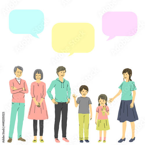3世代家族のイラスト