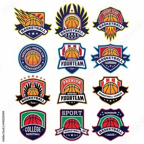 Set emblem basketball vector logo design