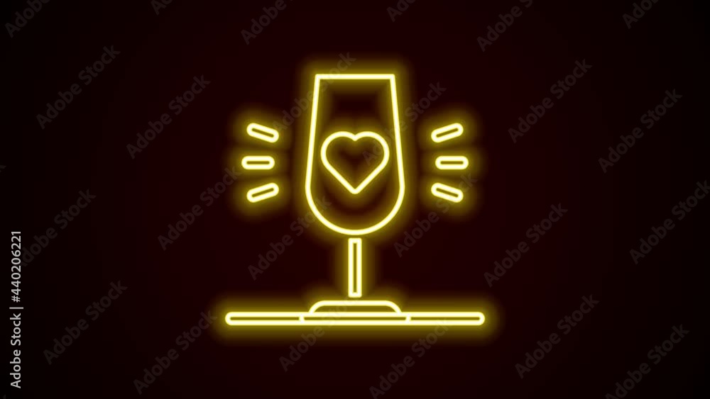 Glowing neon line Wine glass icon isolated on black background. Wineglass sign. Favorite wine. 4K Video motion graphic animation Glowing neon line Wine glass icon isolated on black background. Wineglass sign. Favorite wine. 4K Video motion graphic animation
