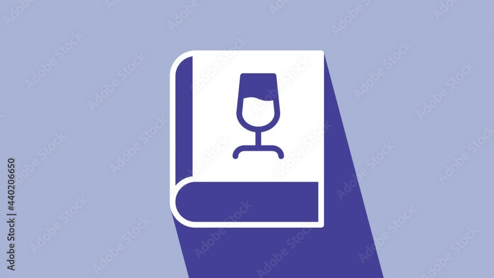White Book about wine icon isolated on purple background. Wine glass icon. Wineglass sign. 4K Video motion graphic animation White Book about wine icon isolated on purple background. Wine glass icon. Wineglass sign. 4K Video motion graphic animation