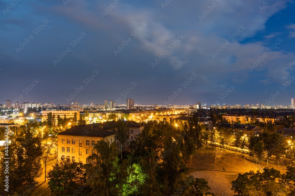 Residential area of Kiev on a cloudy evening.