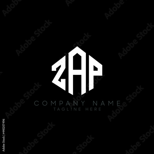 ZAP letter logo design with polygon shape. ZAP polygon logo monogram. ZAP cube logo design. ZAP hexagon vector logo template white and black colors. ZAP monogram, ZAP business and real estate logo. 
