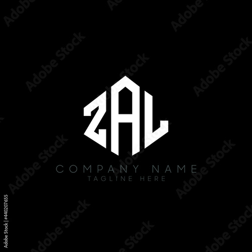 ZAL letter logo design with polygon shape. ZAL polygon logo monogram. ZAL cube logo design. ZAL hexagon vector logo template white and black colors. ZAL monogram, ZAL business and real estate logo. 