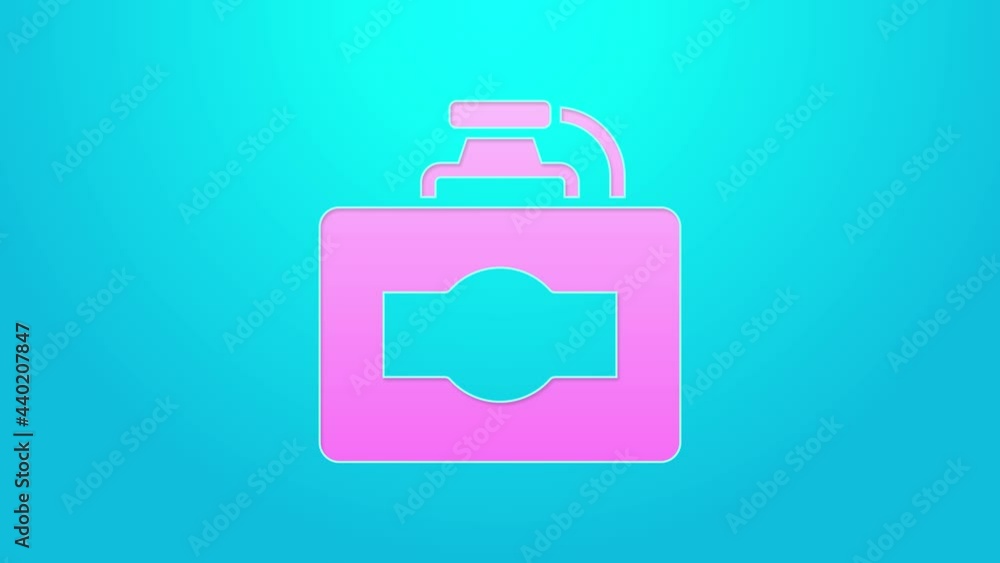 Pink line Cardboard box of wine icon isolated on blue background. 4K Video motion graphic animation Pink line Cardboard box of wine icon isolated on blue background. 4K Video motion graphic animation