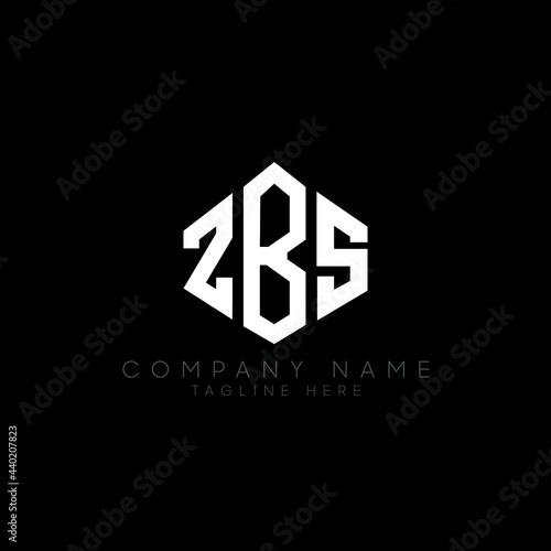 ZBS letter logo design with polygon shape. ZBS polygon logo monogram. ZBS cube logo design. ZBS hexagon vector logo template white and black colors. ZBS monogram, ZBS business and real estate logo.  photo