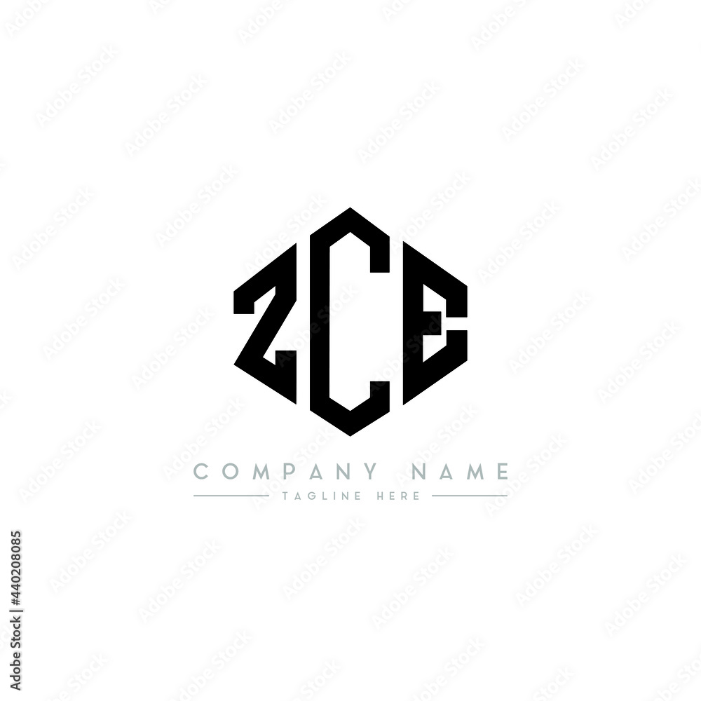 ZCE letter logo design with polygon shape. ZCE polygon logo monogram. ZCE cube logo design. ZCE hexagon vector logo template white and black colors. ZCE monogram, ZCE business and real estate logo. 