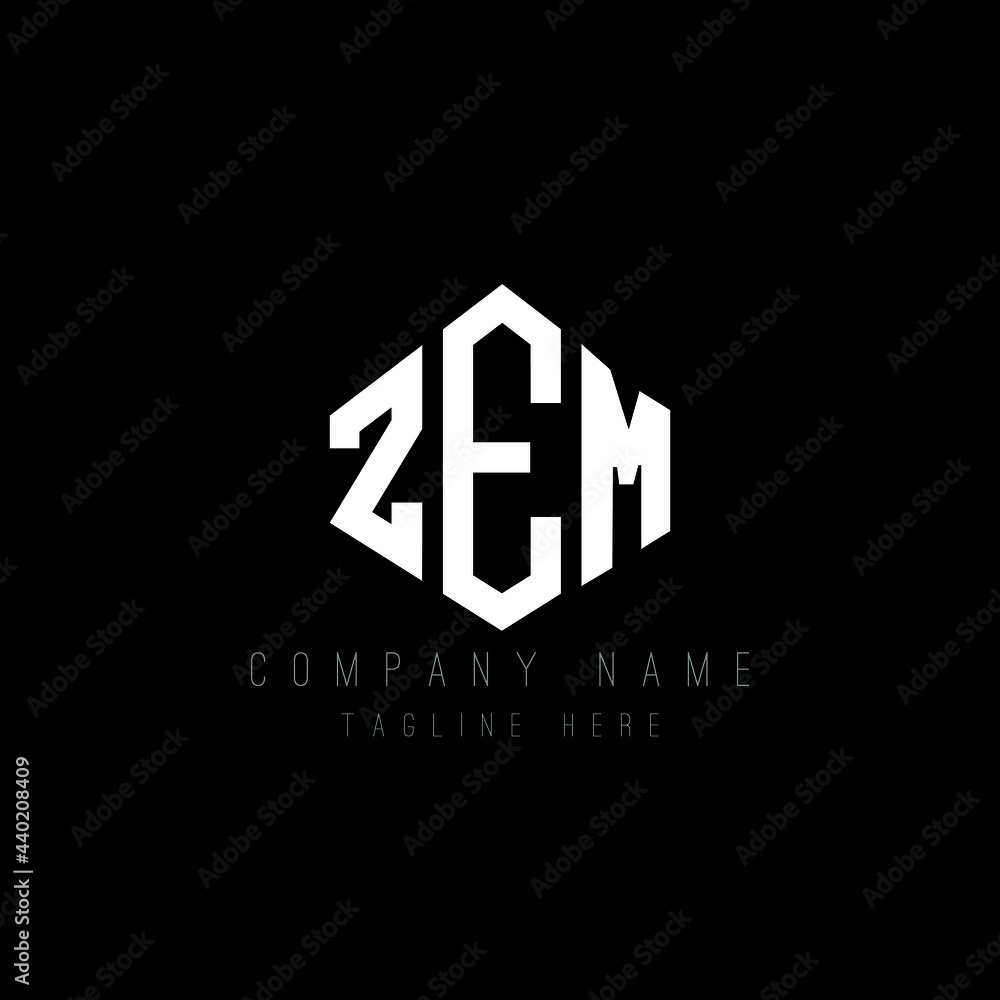 ZEM letter logo design with polygon shape. ZEM polygon logo monogram. ZEM cube logo design. ZEM hexagon vector logo template white and black colors. ZEM monogram, ZEM business and real estate logo. 