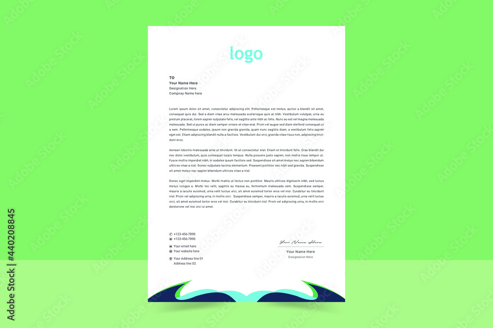 Plakat Letterhead template. Professional, Clean And Modern Abstract Letterhead Design. Business style letter head templates for your project design. Vector illustration.