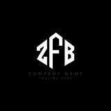 ZFB letter logo design with polygon shape. ZFB polygon logo monogram. ZFB cube logo design. ZFB hexagon vector logo template white and black colors. ZFB monogram, ZFB business and real estate logo. 