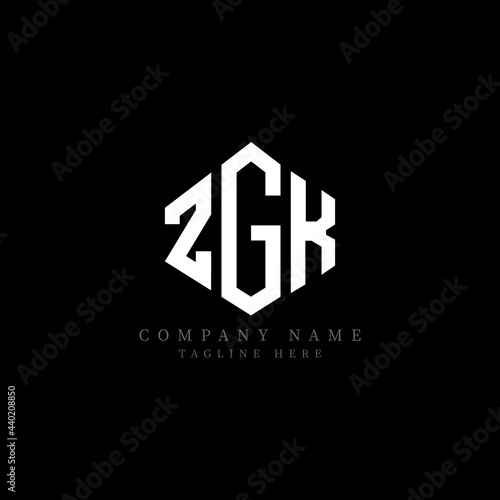 ZGK letter logo design with polygon shape. ZGK polygon logo monogram. ZGK cube logo design. ZGK hexagon vector logo template white and black colors. ZGK monogram, ZGK business and real estate logo. 