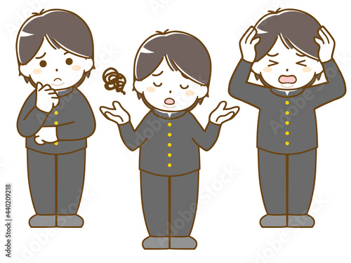 太った男子学生の困った表情
