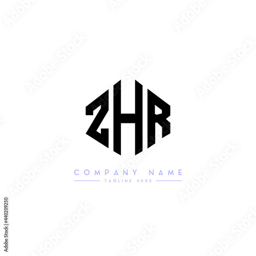 ZHR letter logo design with polygon shape. ZHR polygon logo monogram. ZHR cube logo design. ZHR hexagon vector logo template white and black colors. ZHR monogram, ZHR business and real estate logo. 