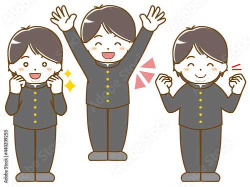 太った男子学生の楽しい表情