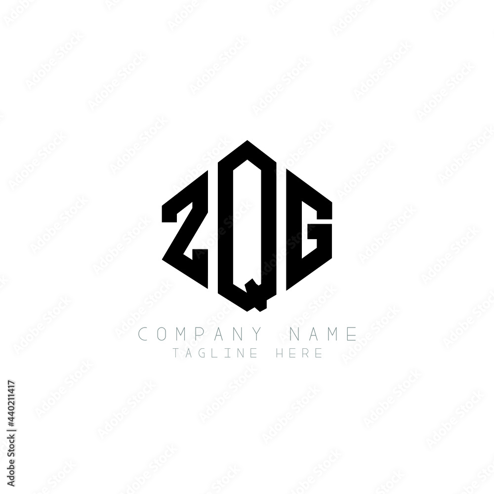 Fototapeta premium ZQG letter logo design with polygon shape. ZQG polygon logo monogram. ZQG cube logo design. ZQG hexagon vector logo template white and black colors. ZQG monogram, ZQG business and real estate logo. 