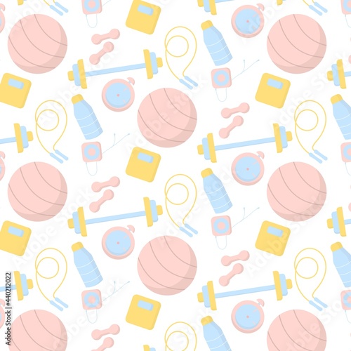 Vector seamless pattern with sports equipment