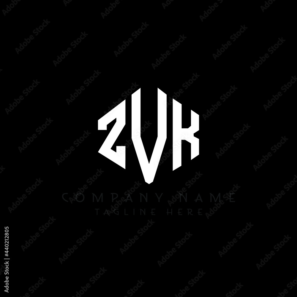 Fototapeta premium ZVK letter logo design with polygon shape. ZVK polygon logo monogram. ZVK cube logo design. ZVK hexagon vector logo template white and black colors. ZVK monogram, ZVK business and real estate logo. 