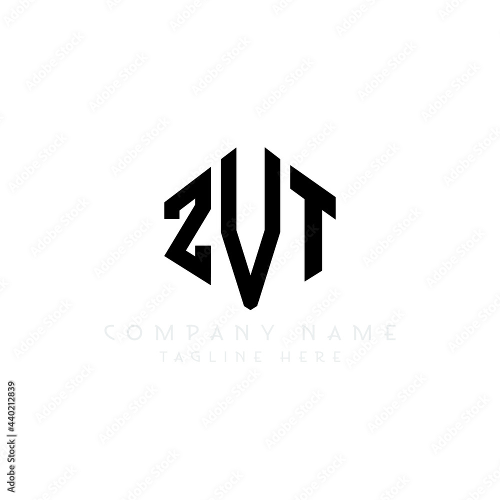 Obraz premium ZVT letter logo design with polygon shape. ZVT polygon logo monogram. ZVT cube logo design. ZVT hexagon vector logo template white and black colors. ZVT monogram, ZVT business and real estate logo. 