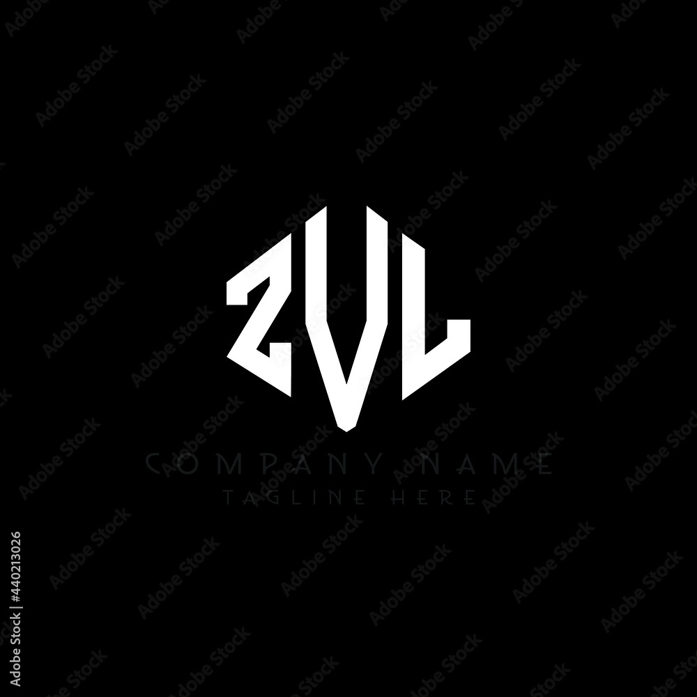 Obraz premium ZVL letter logo design with polygon shape. ZVL polygon logo monogram. ZVL cube logo design. ZVL hexagon vector logo template white and black colors. ZVL monogram, ZVL business and real estate logo. 