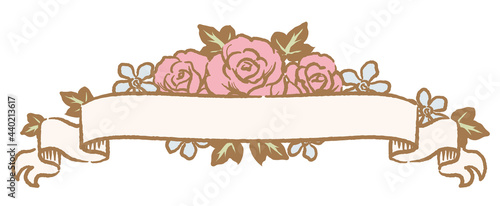 アンティークなお花とリボンの装飾フレーム