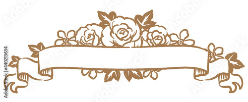 アンティークなお花とリボンの装飾フレーム