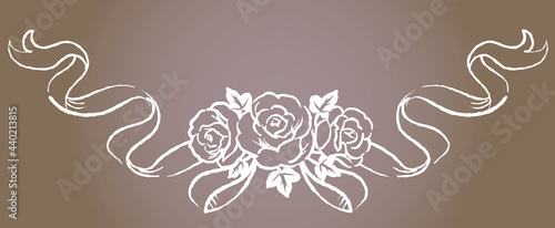 アンティークなお花とリボンの装飾オーナメント