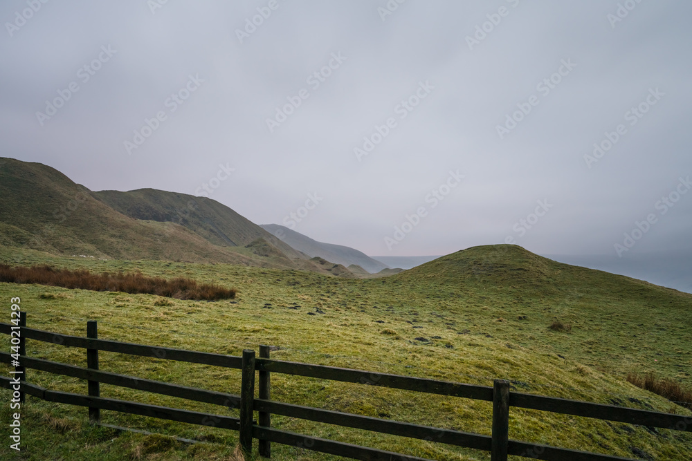 Morning scenery of Mam Tor mountain in Peak District. England