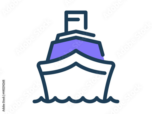 cruiser ship single isolated icon with dash or dashed line style