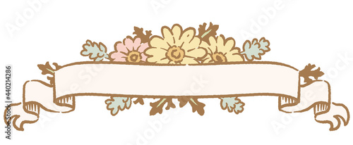 アンティークなお花とリボンの装飾フレーム