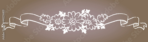 アンティークなお花とリボンの装飾オーナメント