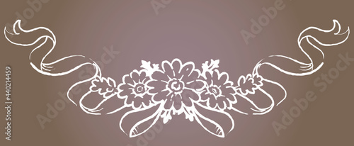 アンティークなお花とリボンの装飾オーナメント