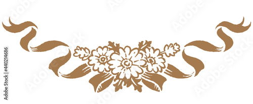 アンティークなお花とリボンの装飾オーナメント