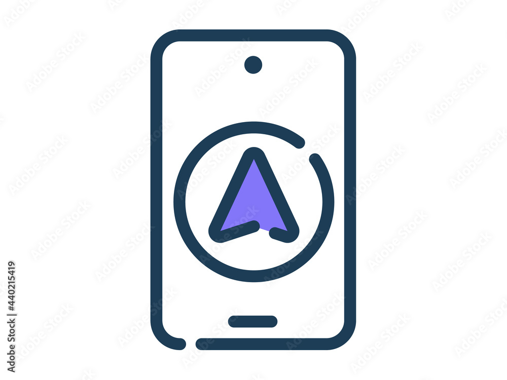 GPS direction single isolated icon with dash or dashed line style