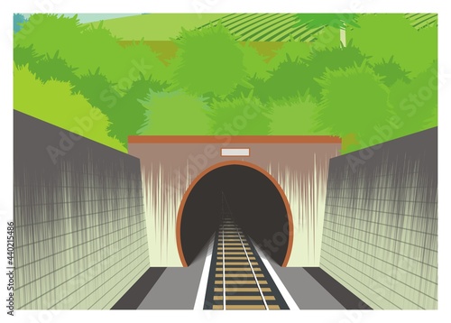 Train tunnel simple illustration