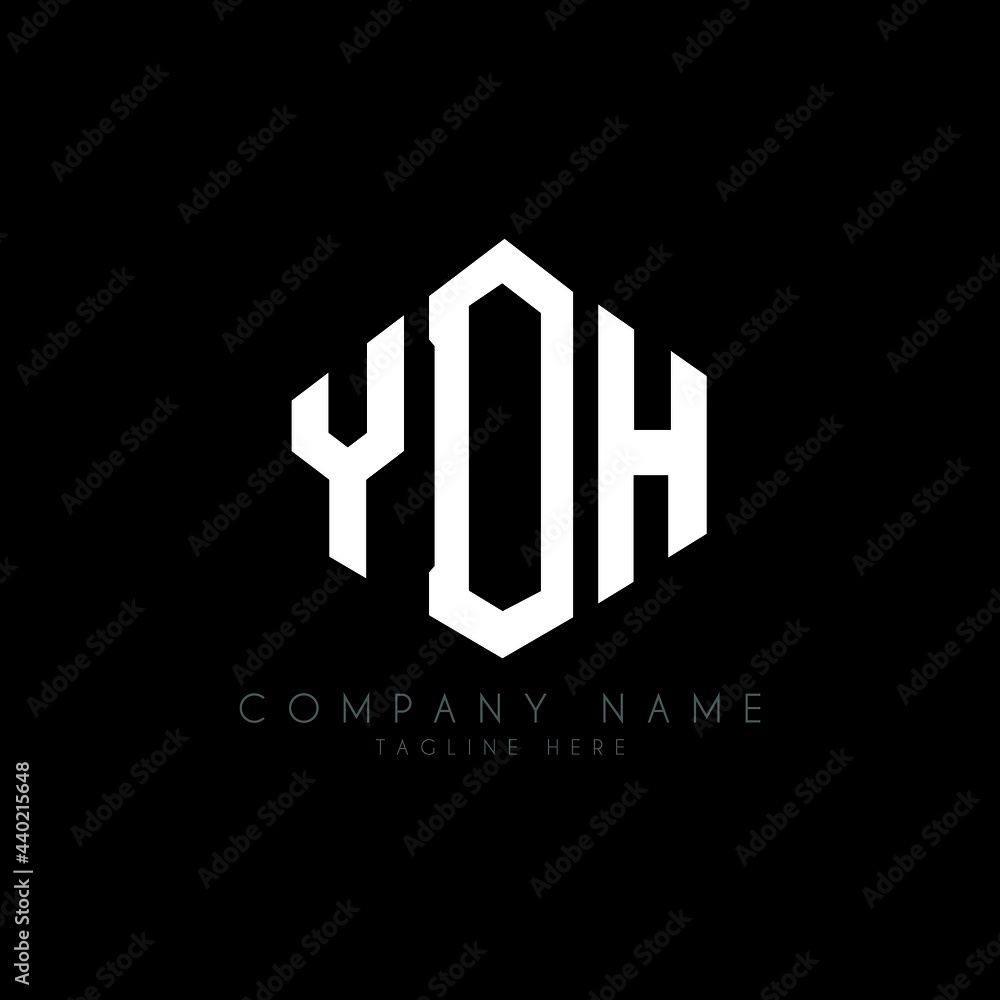 YDH letter logo design with polygon shape. YDH polygon logo monogram. YDH cube logo design. YDH hexagon vector logo template white and black colors. YDH monogram, YDH business and real estate logo. 