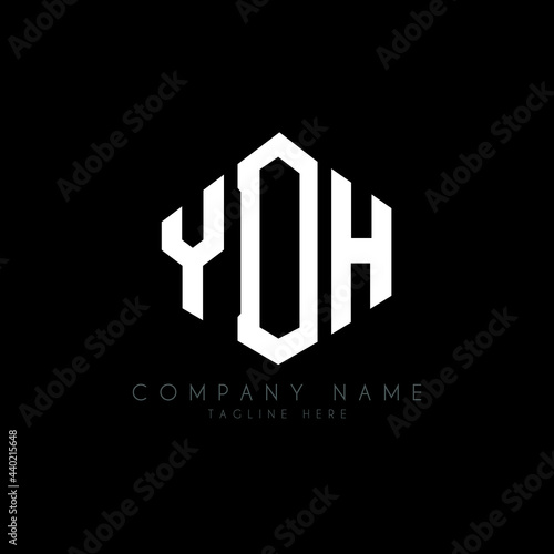 YDH letter logo design with polygon shape. YDH polygon logo monogram. YDH cube logo design. YDH hexagon vector logo template white and black colors. YDH monogram  YDH business and real estate logo. 