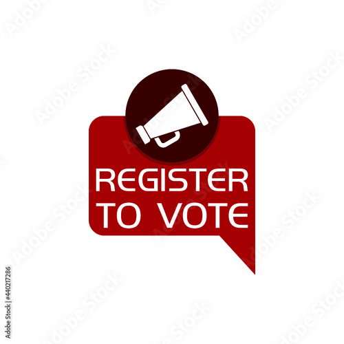 Megaphone with Register to vote icon isolated on white background