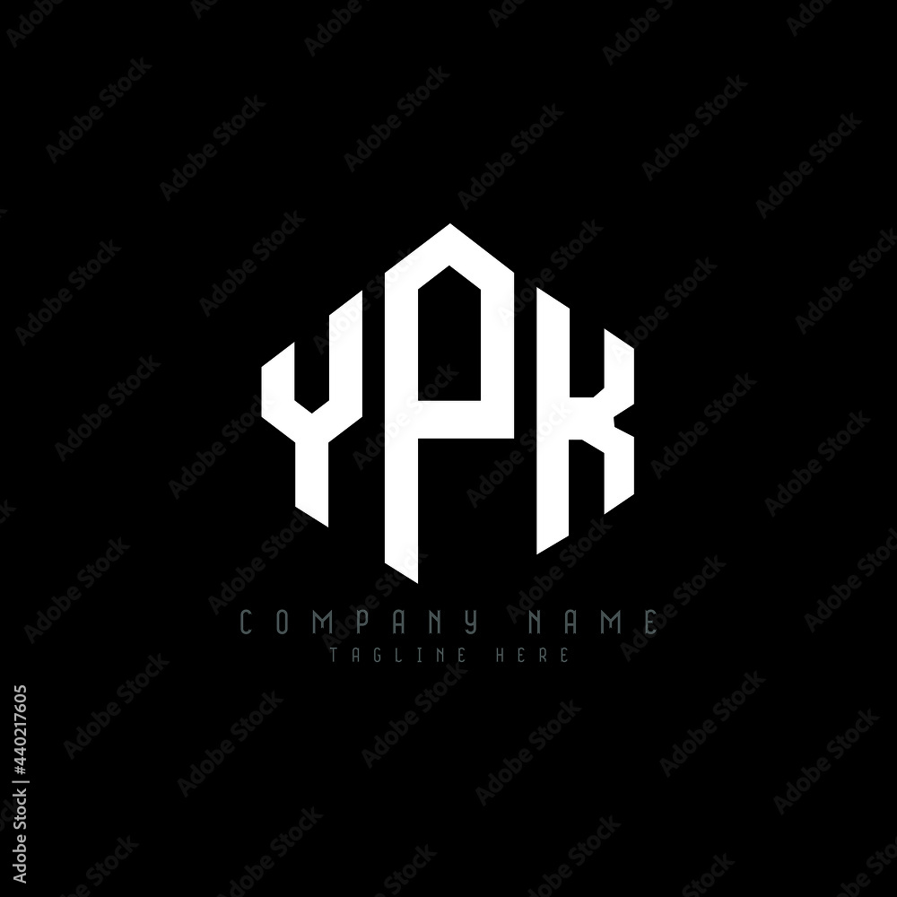 YPK letter logo design with polygon shape. YPK polygon logo monogram. YPK cube logo design. YPK hexagon vector logo template white and black colors. YPK monogram, YPK business and real estate logo. 